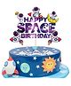 ZYOZI Space Theme Cake Topper, Space Theme Birthday Cake Decoration - Purple