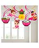 Zyozi Rice Ceremony Decorations Swirls Hangings, Swirls For Annaprashan Pink - Pack Of 6