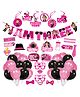 Zyozi Boss Baby Girl 3rd Birthday Decorations Set Banner Photo Booth Swirls and Balloon Pink Black - Pack of 50