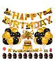 Zyozi Under Construction Theme Birthday Decorations Set Banner Cake CupCake Topper and Balloon Yellow Black - Pack Of 37