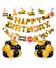 Zyozi Construction Theme Birthday Party Decorations Set Banner Character Banner Swirls and Balloon Black Yellow - Pack Of 33