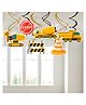Zyozi Construction Theme Birthday Party Hanging Swirls Decoration Yellow Black - Pack Of 6