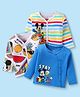 Babyhug Disney Interlock Knit Full Sleeves Front Open Jhablas With Mickey Mouse Graphics Pack Of 3 - Blue & White