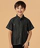 Tales & Stories Cotton Half Sleeves Solid Shirt - Black