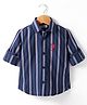 US Polo Assn Cotton Knit Full Sleeves Stripe Shirt - Navy Blue
