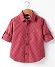 US Polo Assn Cotton Knit Full Sleeves Square Pattern Solid Shirt - Maroon