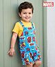 Babyhug Marvel Single Jersey Knit Half Sleeves Spider Man Printed Dungaree & T-Shirt - Yellow & Blue