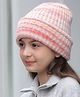 Ziory Striped Knitted Cap - Pink