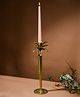 Rad Living Pure Brass Palm Tree Candle Stand With A Free Set of 4 Tapered Candles