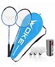 Woke XLS900 Badminton Racket Set Oval Aluminum Head Shape, high Tempered Steel Shape with Free 3 Birdie Feather Shuttlecocks,with String Tension, Suitable for All Ages Youth and Adults