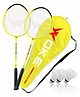 Woke XLS900 Badminton Racket Set Oval Aluminum Head Shape, high Tempered Steel Shape with Free 3 Birdie Feather Shuttlecocks,with String Tension, Suitable for All Ages Youth and Adults (Yellow)