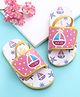 Babyoye Back Strap Flip Flops with Nautical Theme - White & Pink