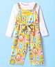 Babyhug Cotton Knit Full Sleeves Solid Top  with Printed Jumpsuit - Mustard