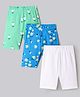 Bonfino 100% Cotton Knit Shorts With Floral Print Pack Of 3 - Blue White & Green