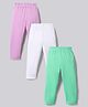 Bonfino 100% Cotton Knit Solid Leggings Pack of 3 - White Green & Lavender