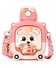 Paper Moon Kids Bear Shape Leak-proof Push Lock Water Bottle with in-built Straw and Strap 1000ml Capacity for School - Color May Vary