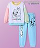 Babyoye Disney Terry Knit Full Sleeves Cut & Sew Chip N Dale Printed Sweatshirt & Lounge Set - Light Blue