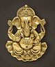 Bamboo Tree Jewels- Lotus Ganesh Brass Wall Hanging Plate Gold & Black
