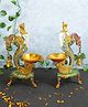 Bamboo Tree Jewels- Bird Brass Coloured Lamp Diya With Bell Set of 2 Multicolor