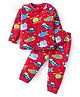 Babyhug Cotton Knit Full Sleeves Car Printed Night Suit - Red