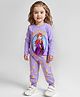 Babyhug Disney Single Jersey Knit Full Sleeves Night Suit With Frozen Graphics - Purple
