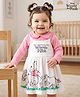 Babyoye Disney Single Jersey Knit Full Sleeves Peter Pan Collared Solid Top with Frock & Winnie the Pooh Graphic - Pink & White