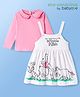 Babyoye Disney Single Jersey Knit Full Sleeves Peter Pan Collared Solid Top with Frock & Winnie the Pooh Graphic - Pink & White