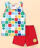 Babyhug 100% Cotton Knit Sleeveless Sando & Shorts Set - Red & White