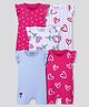 Bonfino 100 % Cotton Knit Frill Sleeves Rompers with Hearts & Floral Print Pack of 5 - Dark Pink White & Light Blue