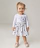 Babyoye Disney Single Jersey Knit Full Sleeves Frock with Winnie the Pooh Graphics - White