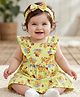 Babyoye Eco Conscious 100% Cotton Knit Sleeveless Frock Bloomer & Head Band with Duck Print - Yellow