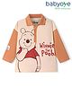 Babyoye Disney  Single Jersey Knit Full Sleeves Drop Shoulder Polo T-Shirt with Winnie the Pooh Graphics and Badge Detailing - Light Brown