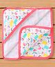 OHMS Interlock Knit Wrappers with Unicorn Print L 75 x W 75 cm - White & Pink