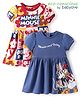 Babyoye Disney Single Jersey Knit Half Sleeves Frocks With Minnie Mouse & Friends Graphics Pack of 2 - Blue & White