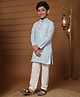 P-MARK Cotton Full Sleeves Thread Work Embroidered Kurta & Pyjama Set - Blue