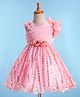 Rassha Cotton Sleeveless Bodice Pleated Floral Applique Dress - Light Pink