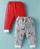 Ben Benny Knit Full Length Solid & Animal Printed Fleece Pants Pack of 2 - Red & Grey