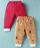Ben Benny Knit Full  Length Solid & Floral Printed Fleece Pants Pack 2 - Red & Mustard