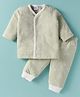 Ben Benny Fleece Knit Full Sleeves Winter Night Suit with Floral Print - Olive Green