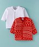 Ben Benny Fleece Knit Full Sleeves Jhablas with Star Prints Pack of 2 - White & Red