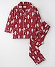 BLUSHES 100% Cotton Knit Full Sleeves Ice Cream Printed Coordinating Night Suit Set - Maroon