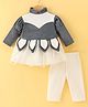 Mom's pet Full Sleeves Shimmered Dress With Leggings - Grey