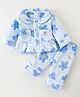 Mom's pet Fur Full Sleeves Floral Printed Fur Textured Top & Coordinating Pant Set - Blue