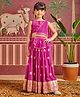 MASTARANG Sleeveless Floral Foil Embroidered Choli & Lehenga With Dupatta Set - Purple