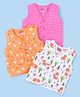 Babyhug 100% Cotton Woven Sleeveless Front Open Floral Printed Jhablas Pack of 3- Orange White & Pink