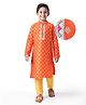 EARTHY TOUCH Woven Full Sleeves Kurta & Pajama Set Foil Print - Orange