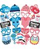 Wobbox Baby Shower Ceremony  Props, Baby Shower Props for Photoshoot, Baby Shower Decoration Items, Mom to Be Daddy to Be Decoration Items, Godh Bharai Ceremony Decorations Items-Blue-Pink-(Pack of 28)