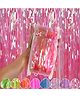 WOBBOX Big 3Ft X 6Ft Foil Curtains for Birthday Decoration Items, Backdrop Curtain for Decoration, Party Backdrop Decoration(Pink Candy) (Pack of 1)