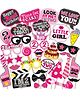WOBBOX Second Birthday Photo Booth Party Props, 2nd Birthday Decorations for Girl, Kids Birthday Party Decoration Items Pink (Pack of 24 Pcs)