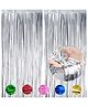 WOBBOX Big 3ft x 6ft Metallic Foil Fringe Curtain for Decoration  Backdrop Door Window Curtain Party Decoration (Silver) (Pack of 2)